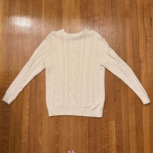 LL BEAN CABLEKNIT FISHERMANS SWEATER - L-TALL